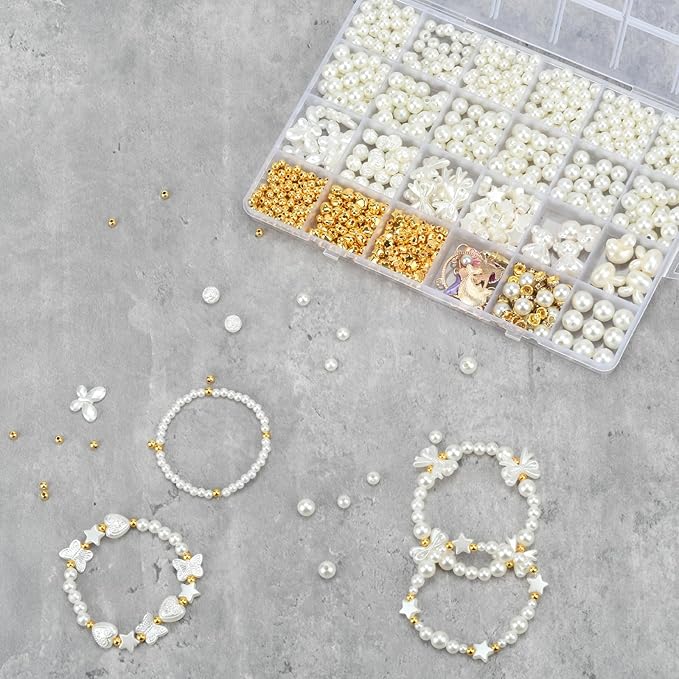 DIY Pearl Bracelet Making Kit-720pcs Real Shell Pearls & Starter Tool Set,Jewelry Craft Supplies for Women,Creative Beading Kit with Storage Box-Ideal for Birthday,Party Favors（720PCS）