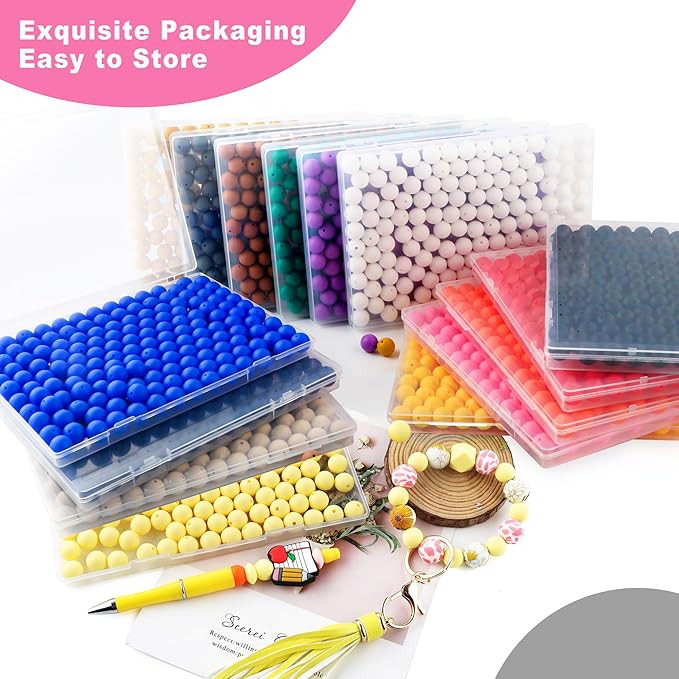 160Pcs 12mm Silicone Beads for Keychain Making Bracelet Necklace, Bulk Round Silicone Beads for Pens(Pink)