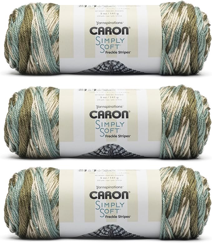 Caron Simply Soft Freckle Moss Yarn - 3 Pack of 5oz/141g - Acrylic - #4 Worsted (Medium) - 235 Yards - Knitting & Crochet