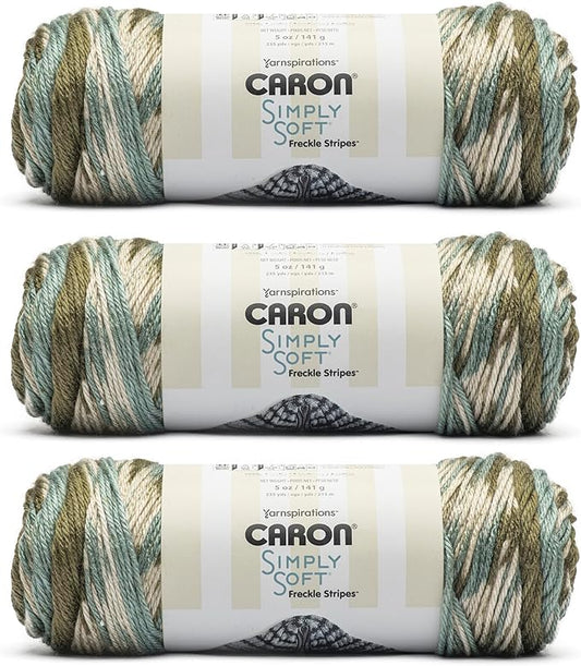 Caron Simply Soft Freckle Moss Yarn - 3 Pack of 5oz/141g - Acrylic - #4 Worsted (Medium) - 235 Yards - Knitting & Crochet