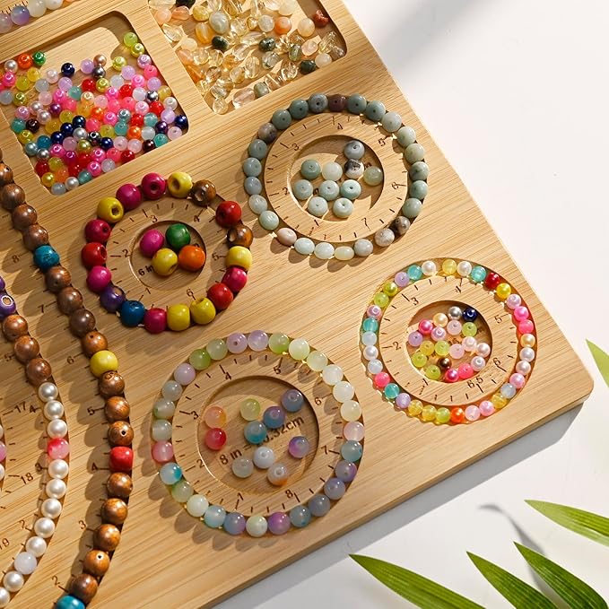 NOAVAOL Bead Boards for Jewelry Making, Combi Bamboo Beading Board for Jewelry Bracelet Making, Beading Trays Jewelry Design Mats for Necklace, Bracelet, DIY Design
