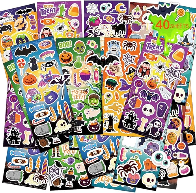 40 sheets cute halloween stickers, 800+ stickers, halloween crafts & games for kids, great for decoration