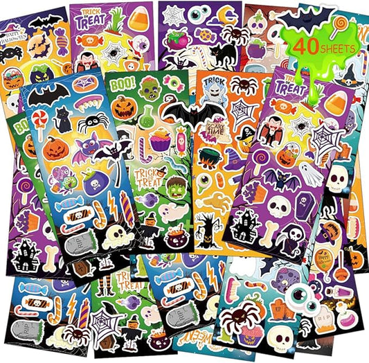 40 sheets cute halloween stickers, 800+ stickers, halloween crafts & games for kids, great for decoration