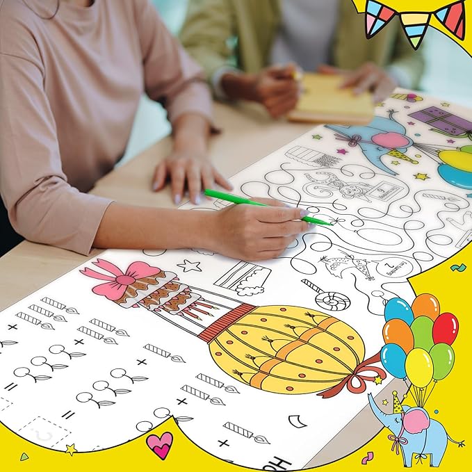 Janlaugh 3 Pack Happy Birthday Coloring Paper Roll for Kids 118 X11.8 Inch Drawing Paper Roll Giant Coloring Poster Jumbo Motivational Page Tablecloth for Adult Birthday Party Classroom Craft Team Art