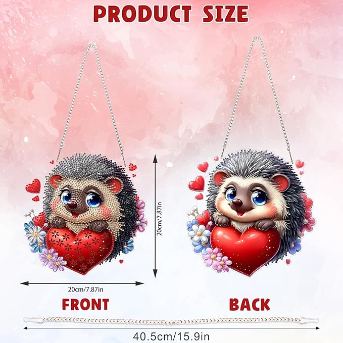 DOMROM Hedgehog Diamond Art Hanging Kits for Adults, Special Shaped Crystal Diamond Painting Hedgehog Pendant, DIY Diamond Art Suncatchers Animal for Home Garden Wall Decor Gift
