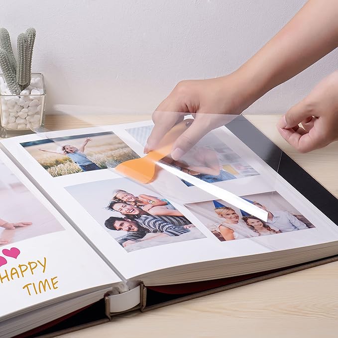 Large Photo Album Self Adhesive 4x6 5x7 3x5 8.5x11 Scrapbook Magnetic Album DIY Scrap Book Length 13 x Width 12.8 (Inches) 120 Sticky Pages Linen Cover DIY Photo Album (Brown)