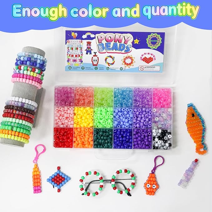 2400Pcs Glow in The Dark Pony Beads Bulk,20 Colors Rainbow Kandi Bead for Hair Braiding Friendship Bracelet Making Kandi Jewelry Key Chains DIY Crafts Chirstmas Gifts (2400PCS(20Color))