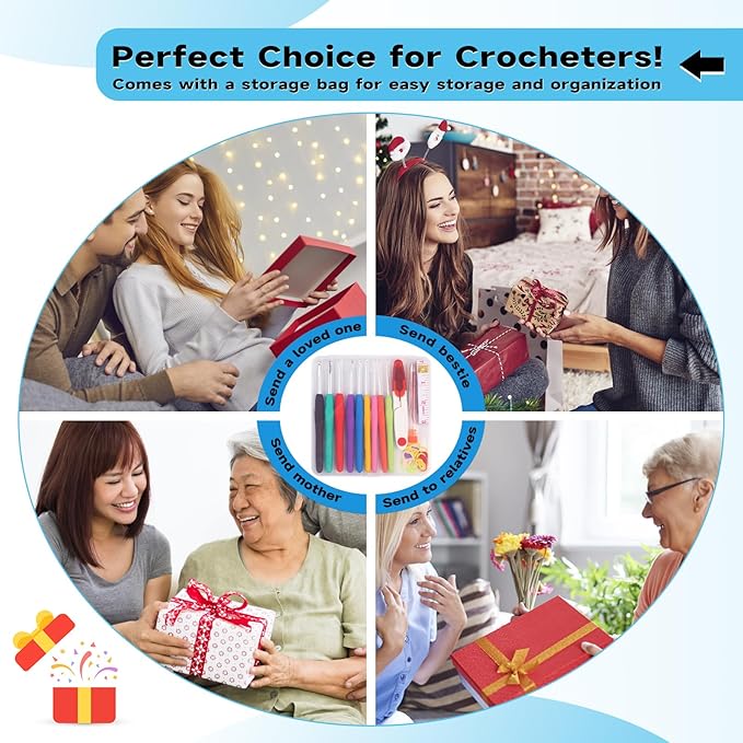 Mayboos 9 Sizes Crochet Hook Set, 34 Pack Crochet Hooks Yarn Needle Kits Knitting Needles with Ergonomic Handles for Crocheters Beginners 2.0mm~6.0mm
