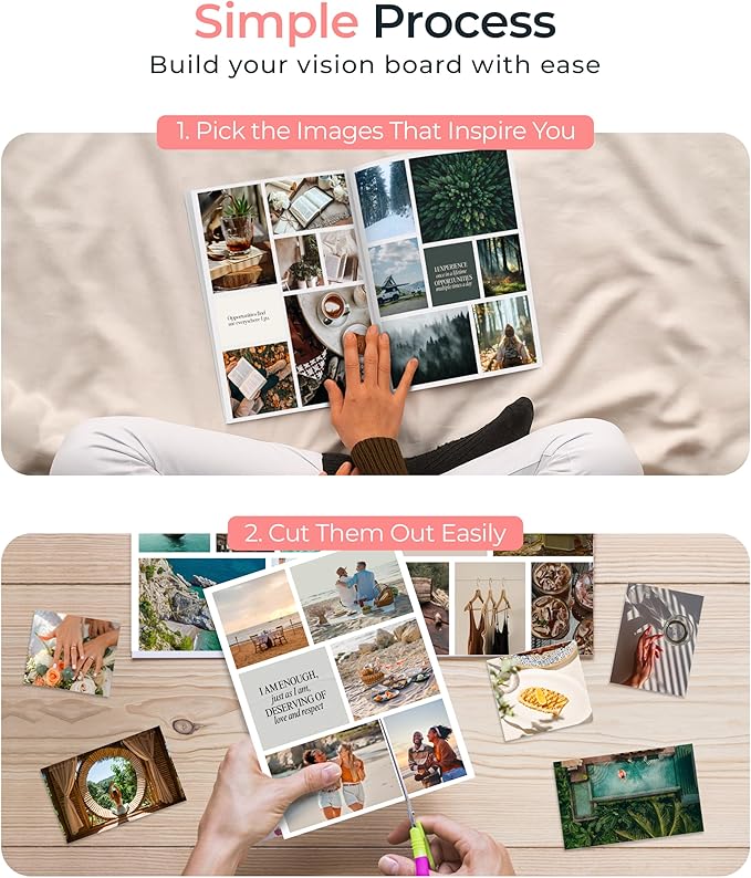 Vision Board Book Magazines with 1000+ Images – Scrapbook Supplies, Crafts for Adults, Clip Board, Junk Journal Supplies, Journaling Supplies, Board Books, Scrapbooking Supplies, Art Kit