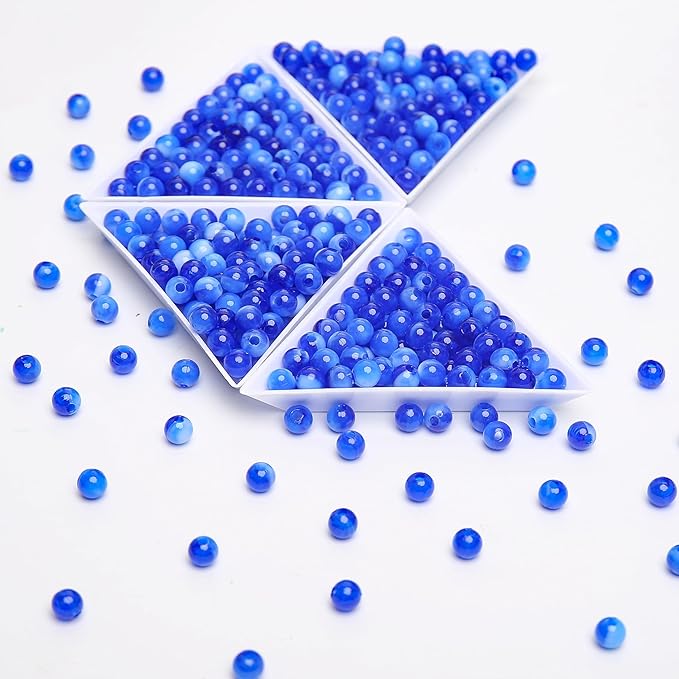 bonny boxx 1000pcs 6mm sapphire jade round beads, smooth acrylic balls, plastic resin gumball bubblegum chunky beads for necklace & bracelet making, crafting supplies