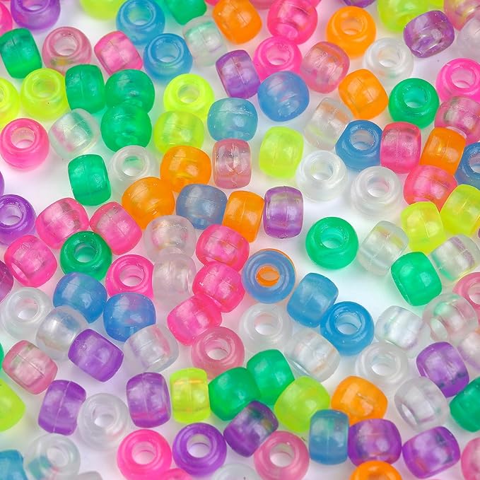 1000pcs Pony Beads, 15 Color Kandi Beads for Bracelets Making Kit, Hair Braids Crafts Jewelry Making Crafts Friendship Necklace Earrings DIY (Night Light Mixed Color)