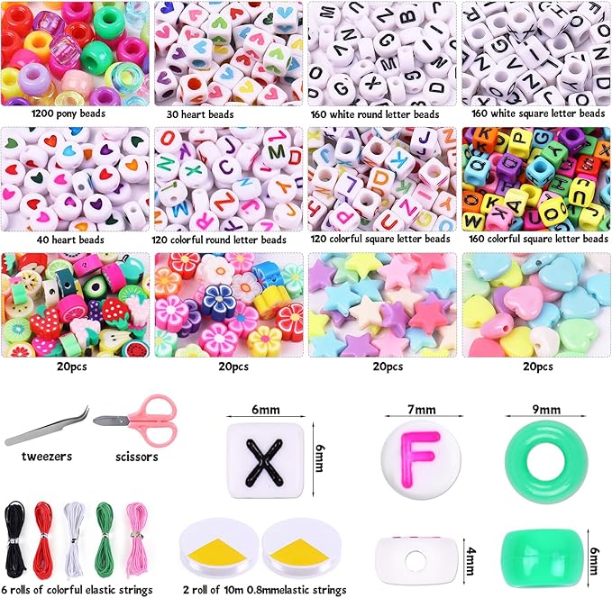 3000 Pcs Pony Beads for Bracelet Making Kit, 48 Colors 3 Boxes Rainbow Kandi Beads with Heart and Alphabet Letters, Friendship Bracelet Kit for Name Jewelry Making DIY Crafts Gift for Adults