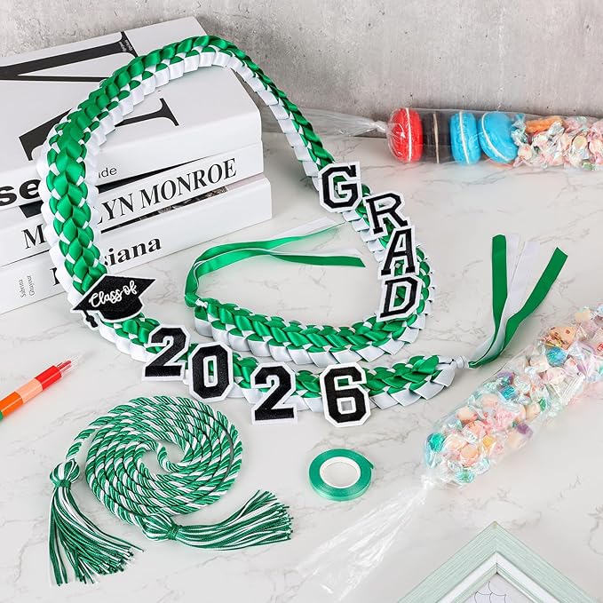 YLOLUL 16 Pcs Graduation Leis 2026 Graduation Candy Lei Kit with Honor Cord Class of 2026 Graduation Ribbon Money Lays Necklace Graduation Gift Party Accessories for Women Men
