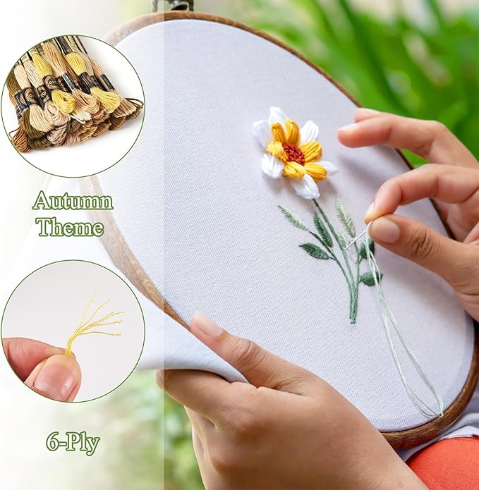 FASHEWELRY 192.5 Yards Crewel Cross Stitch Threads Brown Yellow Embroidery Thread Bulk 1mm Polyester Embroidery Floss Thread for Jewelry Making Bracelet Knitting Stitch Supply