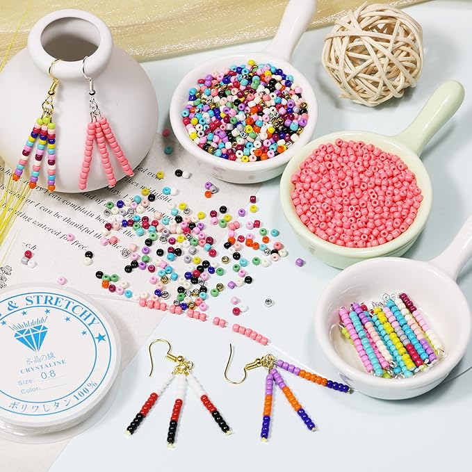 Bala&Fillic Size 3mm Seed Beads About 8400pcs in Box, 8/0 Glass Seed Beads for Making Bracelet Necklace Earring Jewelry (About 350pcs/Color, 24 Colors)