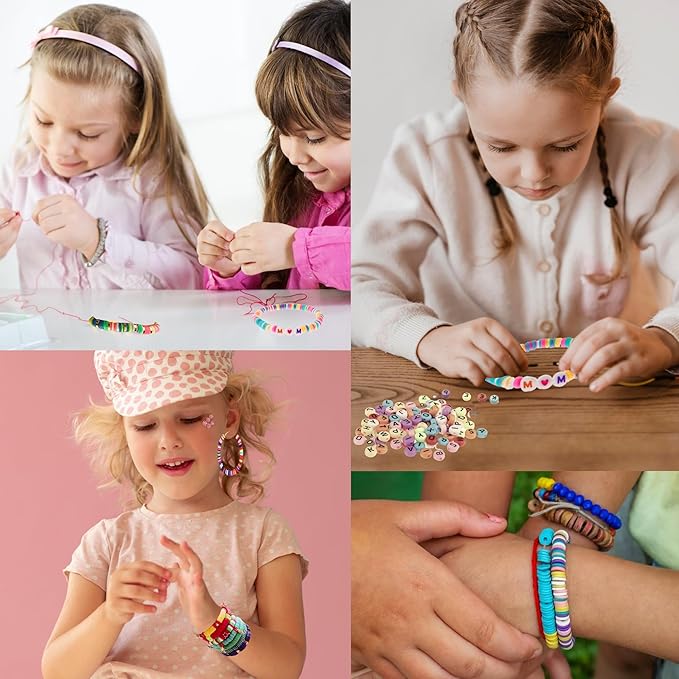 Desire Deluxe Bracelet Making Kit - Beads for Bracelets, Friendship Necklace with Charm Kit Elastic Strings - Jewelry Making Supplies for Halloween, Christmas, Birthday Gifts for Girls (6084pc)