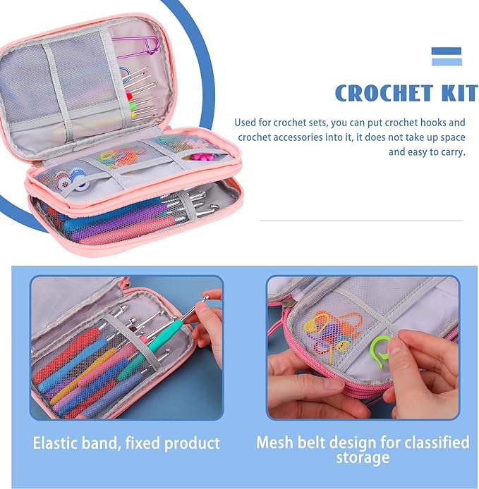 IMZAY 120Pcs Crochet Hooks Set for Beginners, Complete Crochet Kit with Case, Ergonomic Knitting Needle, Stitch Markers, Yarn Needles & Knitting Accessories for Crochet Lovers