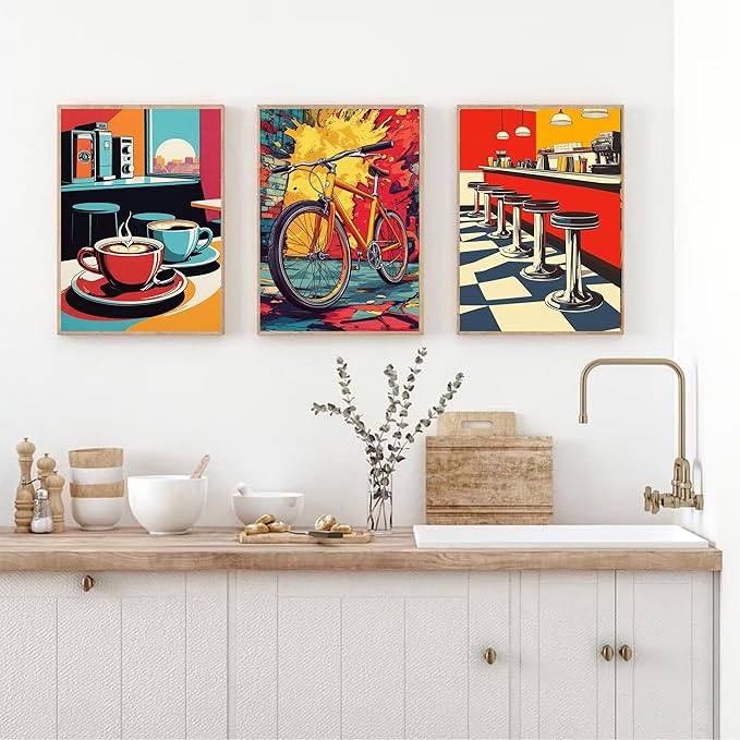 cupmod 6 Packs Vintage Paint by Numbers Kit for Adults,Retro Funny Adults Paint by Number Kits on Canvas Without Frame,Easy Acrylic Oil Painting by Numbers Kit for Home Wall Decor 9.8x13.8inch