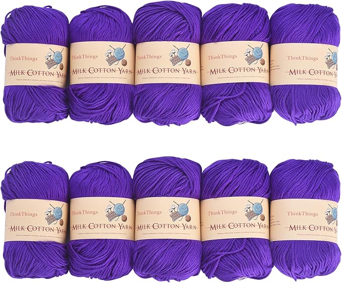 Acrylic Purple Yarn for Crocheted Knitted DIY Crochet Weaving Crafts Thread for Crocheting Bulk - 10Balls 17.6Ounces (Purple)