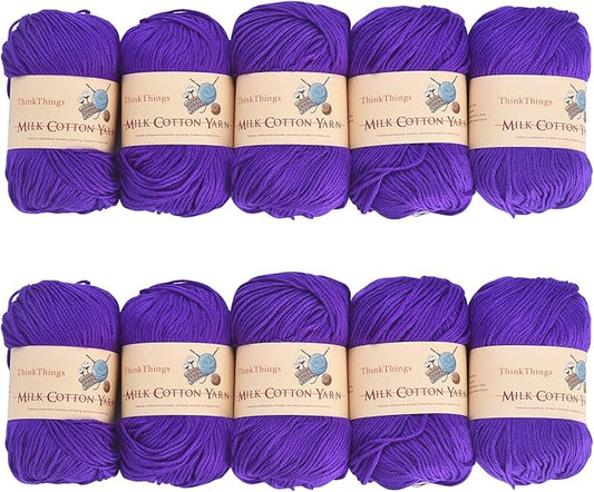 Acrylic Purple Yarn for Crocheted Knitted DIY Crochet Weaving Crafts Thread for Crocheting Bulk - 10Balls 17.6Ounces (Purple)