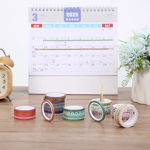 Mr. Pen- Skinny Washi Tape Set, 48 Rolls, Gold Foil Print, 3mm Wide Thin Washi Tape, Gold Foil Washi Tape, Decorative Tape, Washi Tapes, Scrapbook Tape, Scrapbook Washi Tape for Journaling, Craft Tape