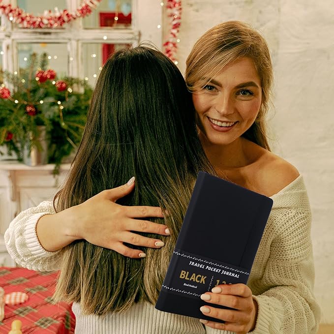 Thenshop 2 Pcs/200 Sheets Black Paper Sketchbook with 12 Metallic Marker Pens Set 6 x 8 in Black Writing Page Journal Notebook for Colored Gel Pens PU Hardcover Drawing Gifts