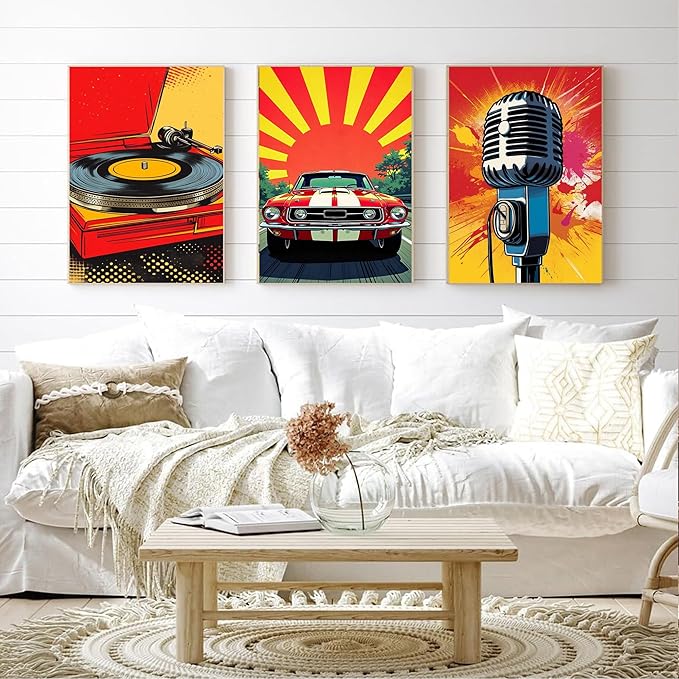 cupmod 6 Packs Vintage Paint by Numbers Kit for Adults,Retro Funny Adults Paint by Number Kits on Canvas Without Frame,Easy Acrylic Oil Painting by Numbers Kit for Home Wall Decor 9.8x13.8inch