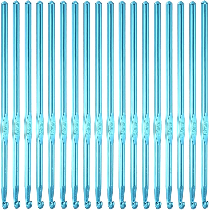Hordolry 5mm Crochet Hooks Bulk, 18Pcs Aluminum Crochet Needle, Knitting Needles for Craft Yarn Contribute to Beginners