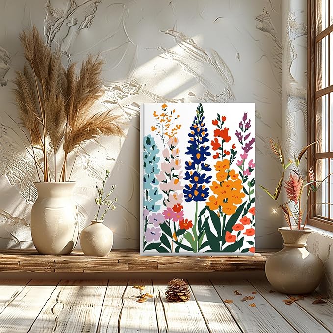 GHHKUD Flower Paint by Numbers with Frame for Adults Beginners, DIY Bouquet Paint by Numbers for Age 6-12, Art on Canvas Gifts Home Wall Decor 8x12in