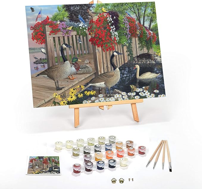 Ledgebay DIY Paint by Numbers Kit for Adults Framed Canvas Beginner to Advanced Paint by Numbers Kit Kits Include Acrylic Paint Set Brushes Tabletop Easel (Nature's Blessing 16" x 20" Framed)
