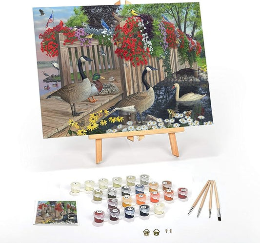 Ledgebay DIY Paint by Numbers Kit for Adults Framed Canvas Beginner to Advanced Paint by Numbers Kit Kits Include Acrylic Paint Set Brushes Tabletop Easel (Nature's Blessing 16" x 20" Framed)