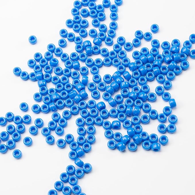 Gxueshan 1000 Pcs Blue Acrylic Pony Beads 6x9mm Bulk for Bracelet Necklace Jewelry Making Earring Hair Braiding Kandi Beads