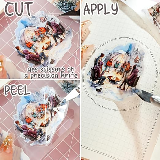 Winter PET Washi Tapes for Journaling, Scrapbooking & Crafting. Cut & Use as Christmas Ice Theme Stickers in Your Junk Journals, Crafts, or Planners