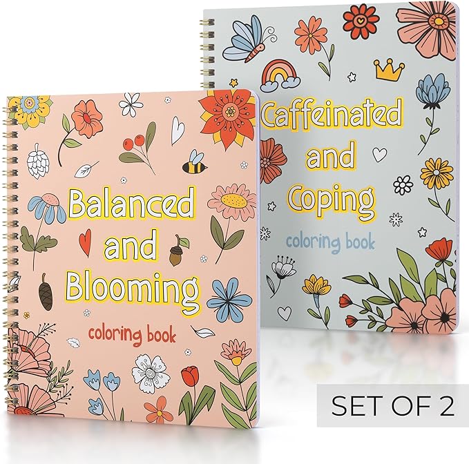 Beautiful Adult Coloring Book Set of 2 for Relaxation - Sassy Motivational and Funny Color Books - The Perfect Stress-Relieving Gift for Women