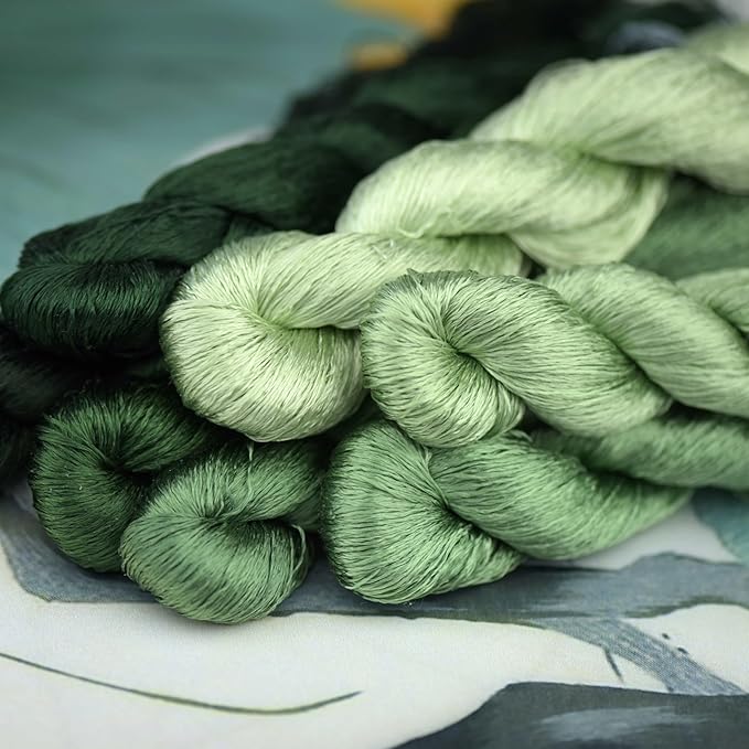 Natural 100% Silk Thread, Handmade Embroidery Thread Silk Floss 7 Colors 110m Each (19)