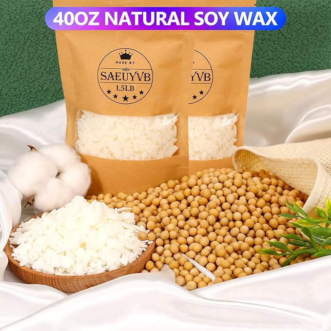 SAEUYVB Candle Making Kit,Candle Making Kit for Adult with Wax Melting Pot,DIY Starter Soy Candle Making Supplies/Kit - Perfect as Home Decorations