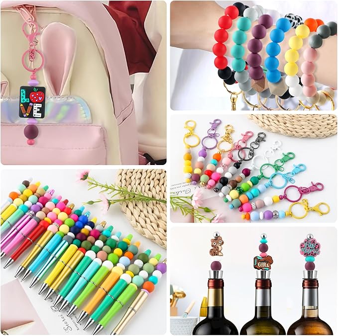 150Pcs 15mm Silicone Beads for Keychain Making Bracelet Necklace, Bulk Round Silicone Beads for Pens（Wine Red）