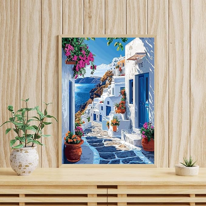 WUDWL Diamond Art Kits for Adults Beginner, Coastal City DIY Modern Diamond Painting Kits 5D Diamond Dots Gem Art Crafts with Tools,Round Full Drill Funny Crafts for Home Wall Decor&Gift-12x16inch