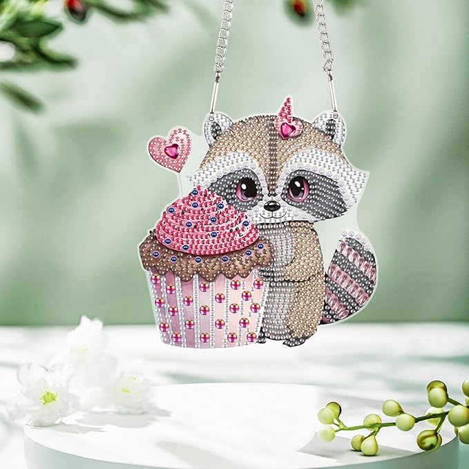 Tontut Valentine's Day Diamond Paintjng Kits Hanging Decoration, Squirrel Diamond Art Painting, DIY Special Shape Diamond Craft Wall Garden Decoration, Gifts