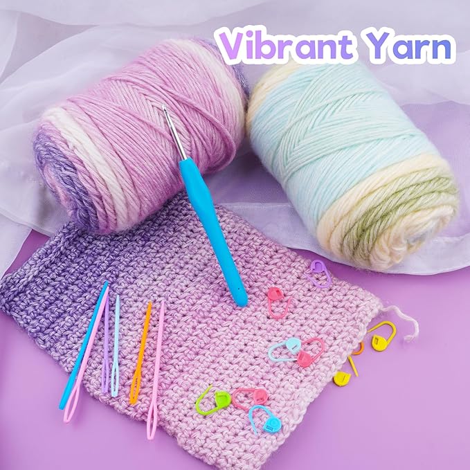 Cake Yarn for Crocheting,Colorful Crochet Yarn 3x100g 60% Cotton 30% Acrylic 10% Wool,Soft Fluffy Gradient Ombré Cotton Yarn for Crocheting Sweater,Blanket,Glove
