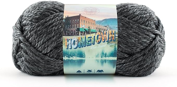 Lion Brand Yarn Hometown Yarn, Super-Bulky Yarn for Knitting, Crocheting, and Crafting, 1 Pack, Chicago Charcoal