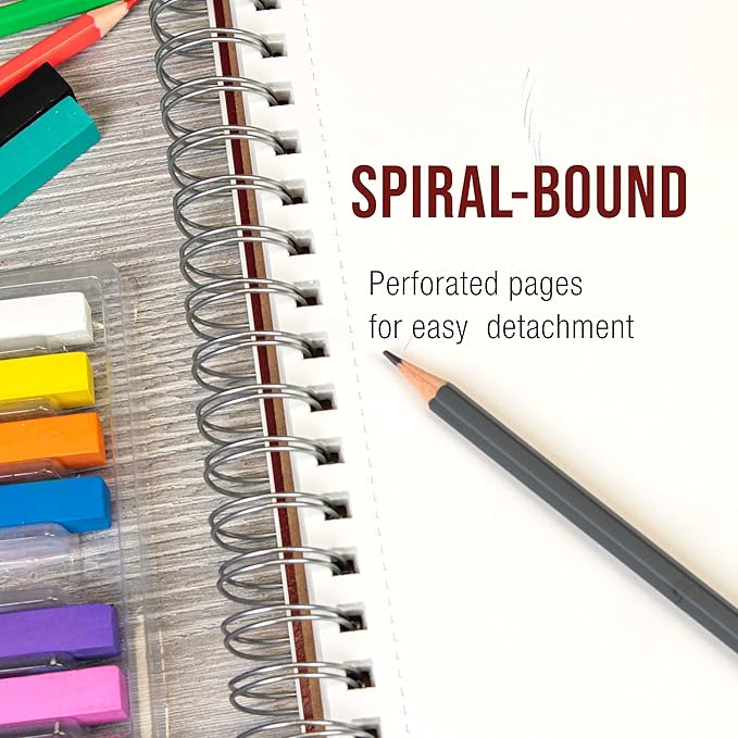 u.s. art supply 5.5"x8.5" sketch book pad, 3 pack (100 sheets each), 60lb (100gsm) spiral bound - sketching, drawing pad, acid-free paper - sketch pads for adults, students: colored pencils, charcoal