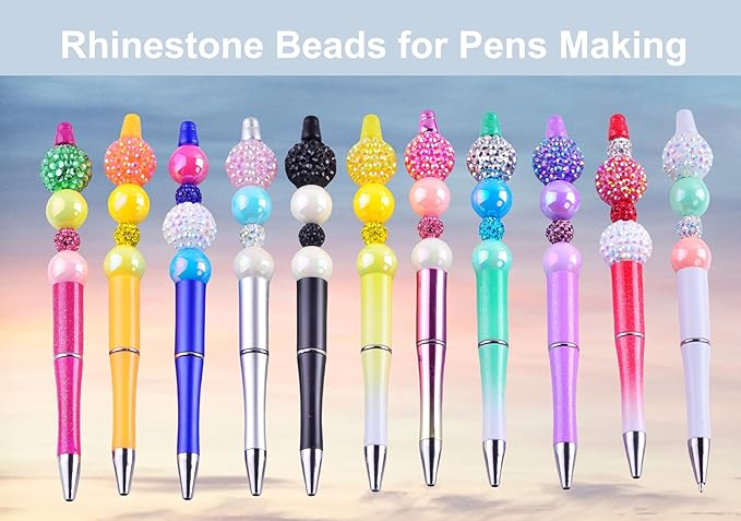 20mm Rhinestone Beads for Pens 20pcs Beaded Pens Beads Bling Glitter Suger Bugglegum Beads Large Balls Crystal Pen Beads for DIY Pens Keychain Making Suppliers Bulk