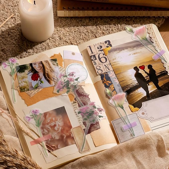 160 Pcs Vintage Scrapbook Supplies Kit, Including 120 Sheets Scrapbook Paper Pad 40 Decorative Flower Stickers, Junk Journal Accessories Scrap Book Crafting for Mixed Media Collage Card Making