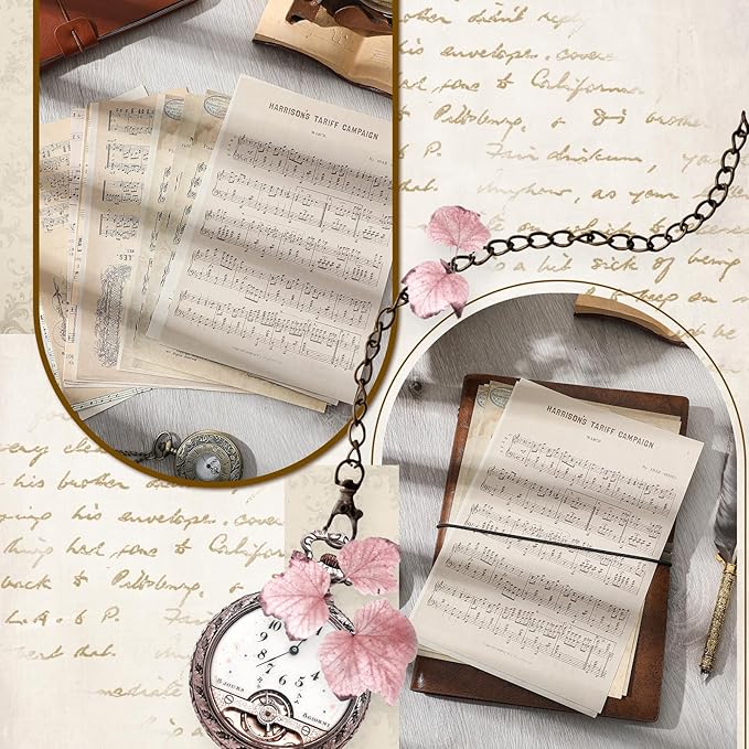 Zonon 114 Pieces 2 Sets Junk Journal Pages Vintage Pack Craft Paper Junk Journal Vintage Paper for Albums Planner Decorative Crafts Embellishment Supplies (Fantasy Movement)