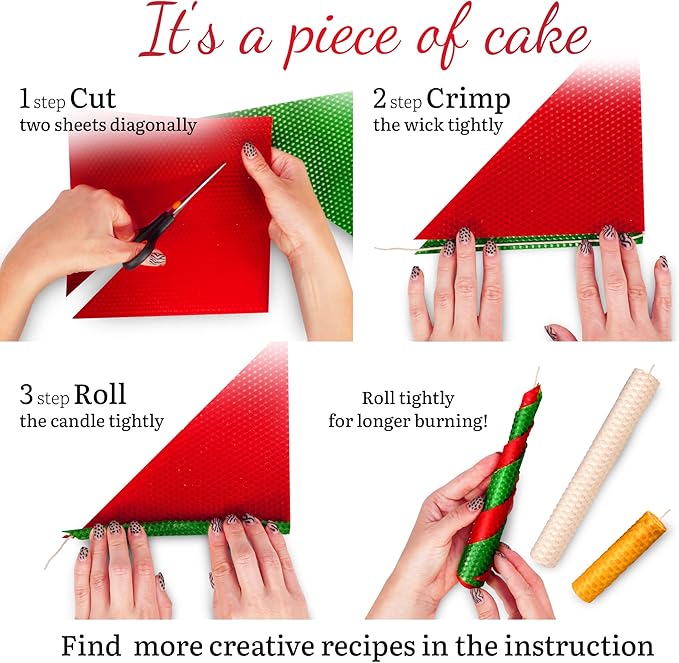 Christmas Candle Rolling Kit - Beeswax Candle Making Kit for Kids & Adults (Christmas, Hanukkah, Kwanzaa) - DIY Winter Candles Craft Project