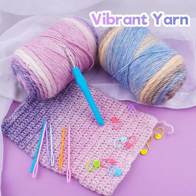Cake Yarn for Crocheting,Colorful Crochet Yarn 3x100g 60% Cotton 30% Acrylic 10% Wool,Soft Fluffy Gradient Ombré Cotton Yarn for Crocheting Sweater,Blanket,Glove