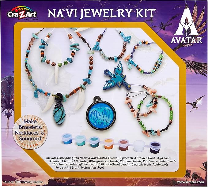 Avatar Na’vi Jewelry Making Kit by CRA-Z-Art, Make Your Own Bracelets, Necklaces & Songcord, Beads, Charms, Threads & Paints, Creative Craft Kit for Kids Ages 6+