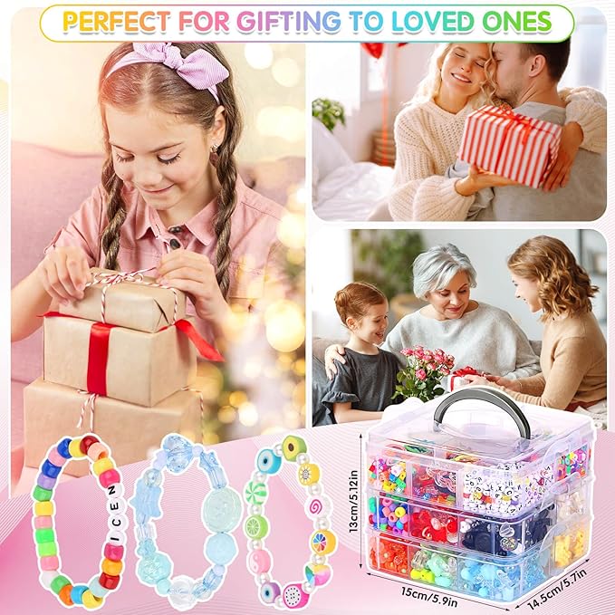 3123Pcs Assorted Acrylic Beads Kit for DIY Bracelets Making with Cute Candy Butterfly Flower Heart Kawaii Color Bead Charms for Creativity Fun Jewelry Craft Aesthetic to Make Necklaces Keychains