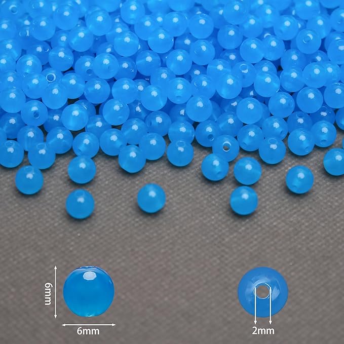 bonny boxx 1000pcs 6mm jelly sapphire acrylic round beads, smooth transparent acrylic balls, plastic resin gumball bubblegum chunky beads for necklace & bracelet making, crafting supplies